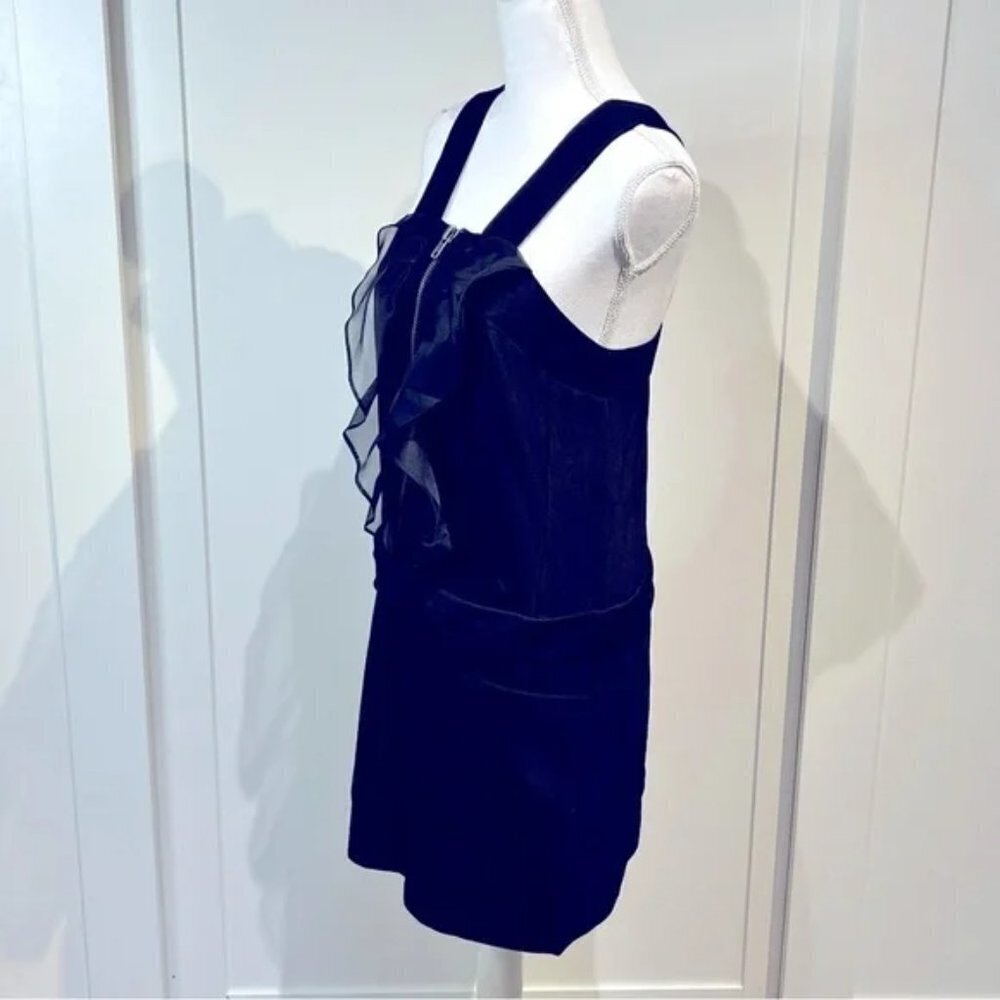 Drop Waist Ruffle Front Chunky Zip Mini Dress - Picture 4 of 5